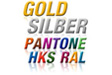 Aufkleber drucken mit Gold, Silber, Pantone, HKS, RAL Farben