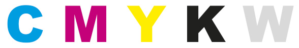 Aufkleber Digitaldruck in CMYK + Sonderfarbe weiß