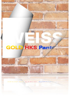 Aufkleber weiss + Sonderfarben drucken auf Transparenzfolie
