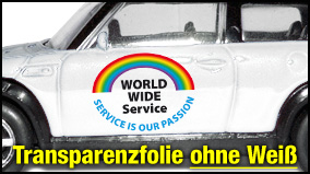 Autoaufkleber drucken ohne Weiß auf Folie transparent