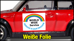Autoaufkleber drucken auf Folie weiß