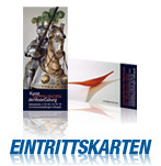 Eintrittskarten, auf Wunsch perforiert und nummeriert, Druck einseitig oder beidseitig auf 300g Karton. Alles auf www.47print.com.