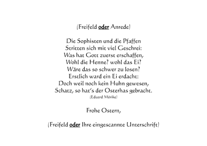 Osterkarten Druck Text Nr. 2 wählen